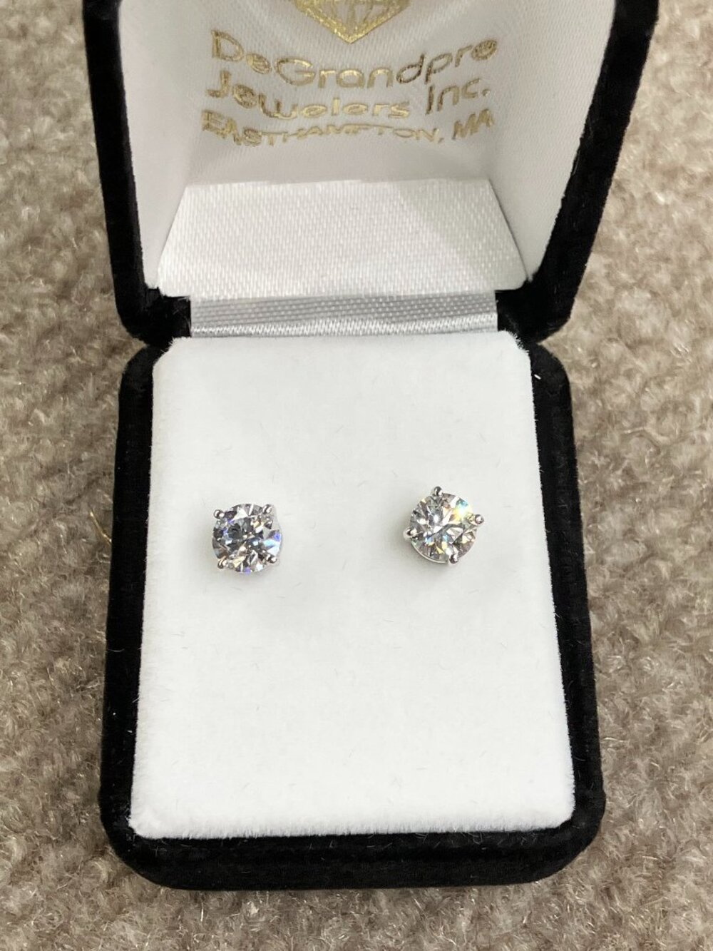 Lab Created Two Carat White Gold Diamond Earrings